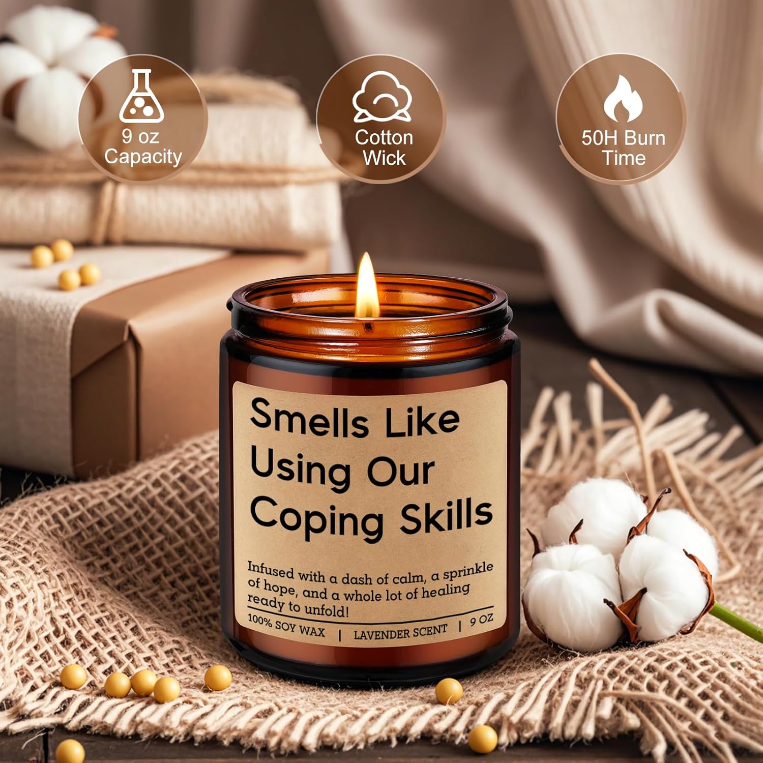 Funny Coping Skills Candle, Therapist Gifts - Mental Health, Graduation, Psychology, Appreciation Gifts For Therapist, Social Worker, School Counselor, Psychologist, Women - Therapy Office Decor