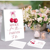 Advice For New Parents Baby Shower, Cherry Sign And 50 Advice And Wishes Cards, Baby Shower Game, Gender Reveal Games, Gender Reveal Neutral Decorations, Centerpiece Party Decorations,13