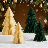 Paper Christmas Tree, 4 Pcs Paper Christmas Ornaments Party Decorations, 3D Honeycomb Xmas Trees, Holiday Home Decor, Christmas Table Centerpiece