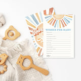 Sunshine Fill In Baby Shower Game Cards - Here Comes The Son - Wishes For Baby Game For Boys - Baby Announcement Gender Reveal Baby Shower Party Activities For New Parents To Be - A03