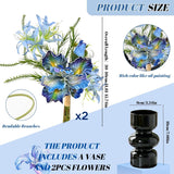 Fake Flowers In Vase, Artificial Flowers With Vase, Faux Flowers Arrangement Decoration For Farmhouse Dining Table Decor, Coffee Table Centerpiece Home Decor(Blue Iris)