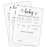 Baby Predictions & Advice Game Cards - White Minimalism Games, Advice For New Parents, Gender Reveal Party, Shower Supplies & Decorations, Set Of 30 -A02