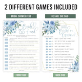 Blue Floral Bridal Shower Games For 20 Guests, Fun & Classy Wedding Engagement Party Something Blue Before I Do Bridal Shower Games Set