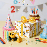 Kids Wrapping Paper Roll – Construction Truck & Excavator Theme With Happy Diggin’ Design – Mini Roll 17 In X 16.4 Ft Gift Wrap For Boys Birthday, Party, Baby Shower