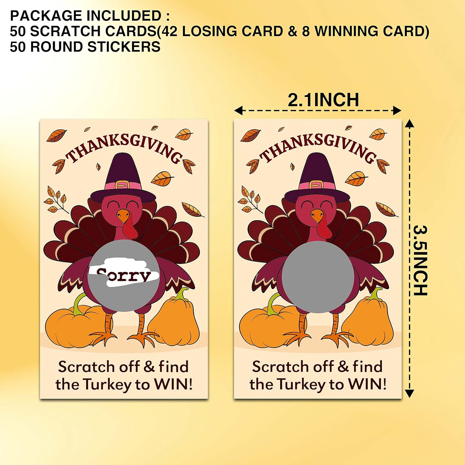 Thanksgiving Scratch Off Games, Thanksgiving Scratch Off Game Cards For Baby Shower, Bridal Shower, Fall Festival Raffle Lottery Tickets Cards, Set Of 50 (B02)