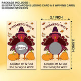 Thanksgiving Scratch Off Games, Thanksgiving Scratch Off Game Cards For Baby Shower, Bridal Shower, Fall Festival Raffle Lottery Tickets Cards, Set Of 50 (B02)