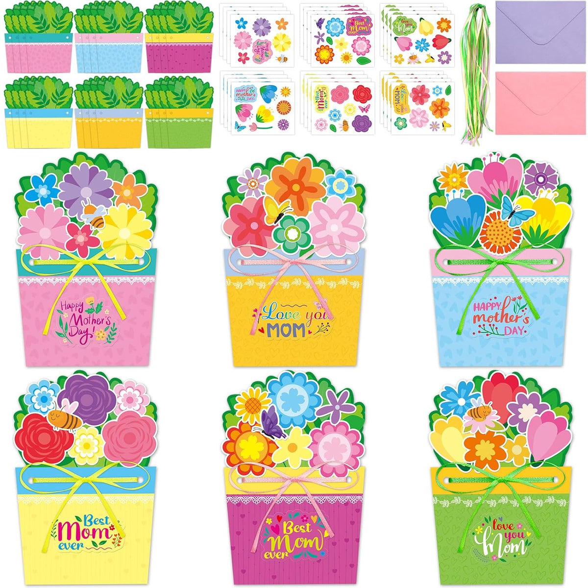 24 Sets Mothers Day Crafts For Kids Diy Greeting Card Making Kit Mothers Day Cards With Envelopes Classroom Activities Gifts For Mom