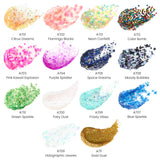 Glitter Acrylic Paint, 14 Iridescent Colors, 2 Fl Oz Bottles, Transparent Base, Iridescent Paint With Chunky Glitter, Art Supplies For Adding Accents To Canvas, Paper, Wood, And Glass