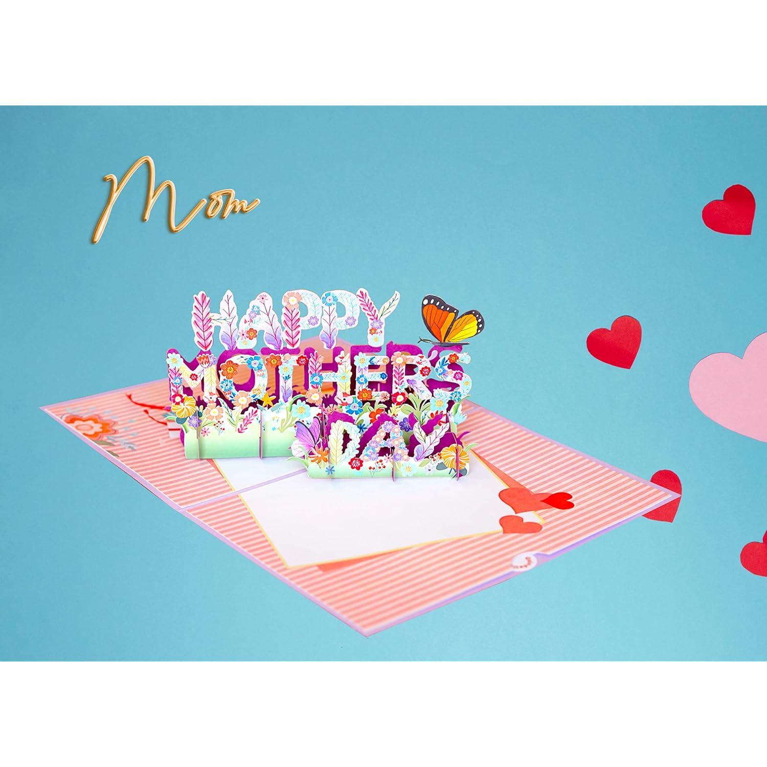 Text Mothers Day Cards, 3D Birthday Cards For Women, 6X8In Pop Up Birthday Cards For Mom, Wife, Her, Daughter, Sister, Grandma (Size 8 X 6 Inch - Happy Mothers Day).