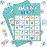 Birthday Bingo Game For Kids Birthday Party Games, Kids Party Games Supplies - 23 Players - Blue