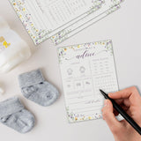 Baby Predictions And Advice Cards, 5" X 7" Minimalism Baby Shower Predictions Cards, Baby Shower Party Games & Activities Favors For Newparents - I03