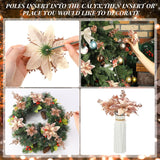 36 Pcs Champagne Poinsettias For Christmas Tree 2 Styles 5.5 4.5 Artificial Flower And 12 Berry Stem Glitter Flower Christmas Decoration Xmas Tree Ornament For Wreath Holiday