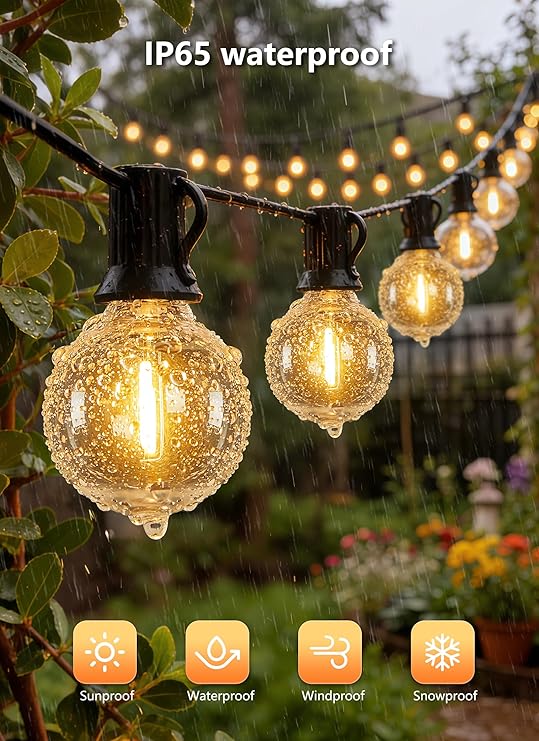 100FT G40 Outdoor String Lights with Remote Dimmable Shatterproof Patio Lights