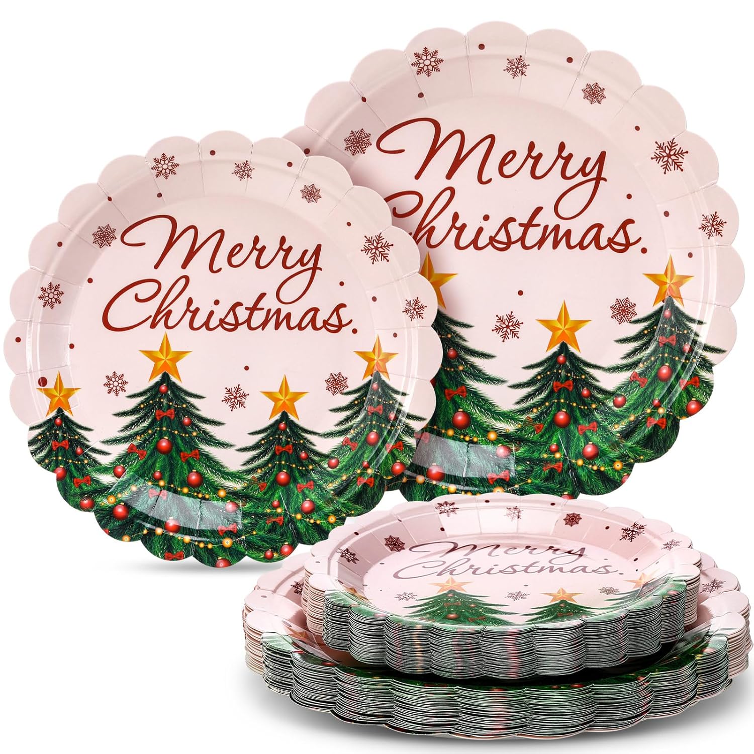 60 Pcs Christmas Party Supplies Xmas Dinnerware Set Merry Christmas Tree Paper Plates For New Year Outdoor Picnic Winter Holiday Decorations