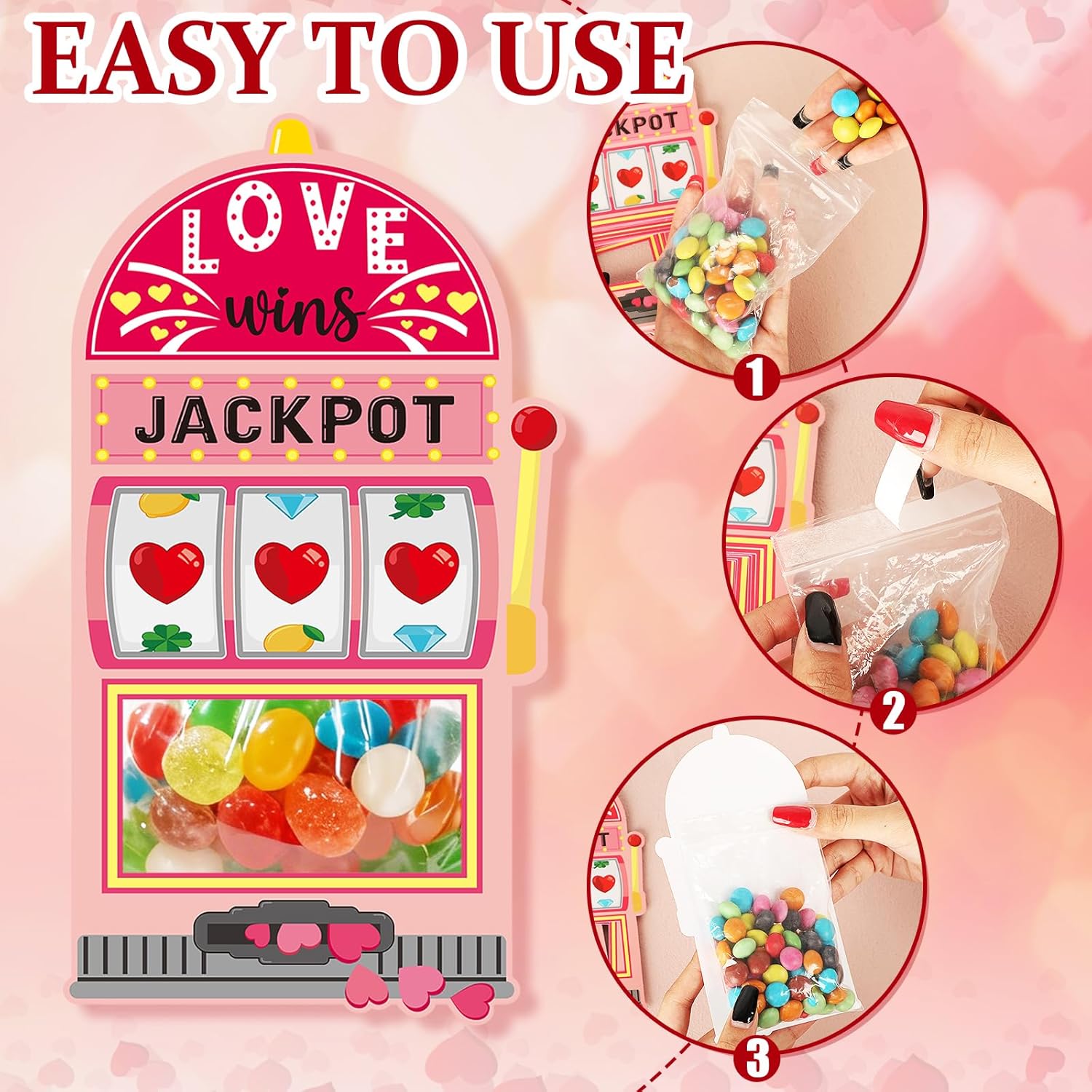 48 Pack Valentines Day Cards For Kids Diy Valentine Exchange Cards With Clear Treat Bags & Self Adhesive Tape Happy Valentine'S Day Gifts For Kids Boys Girls Classroom