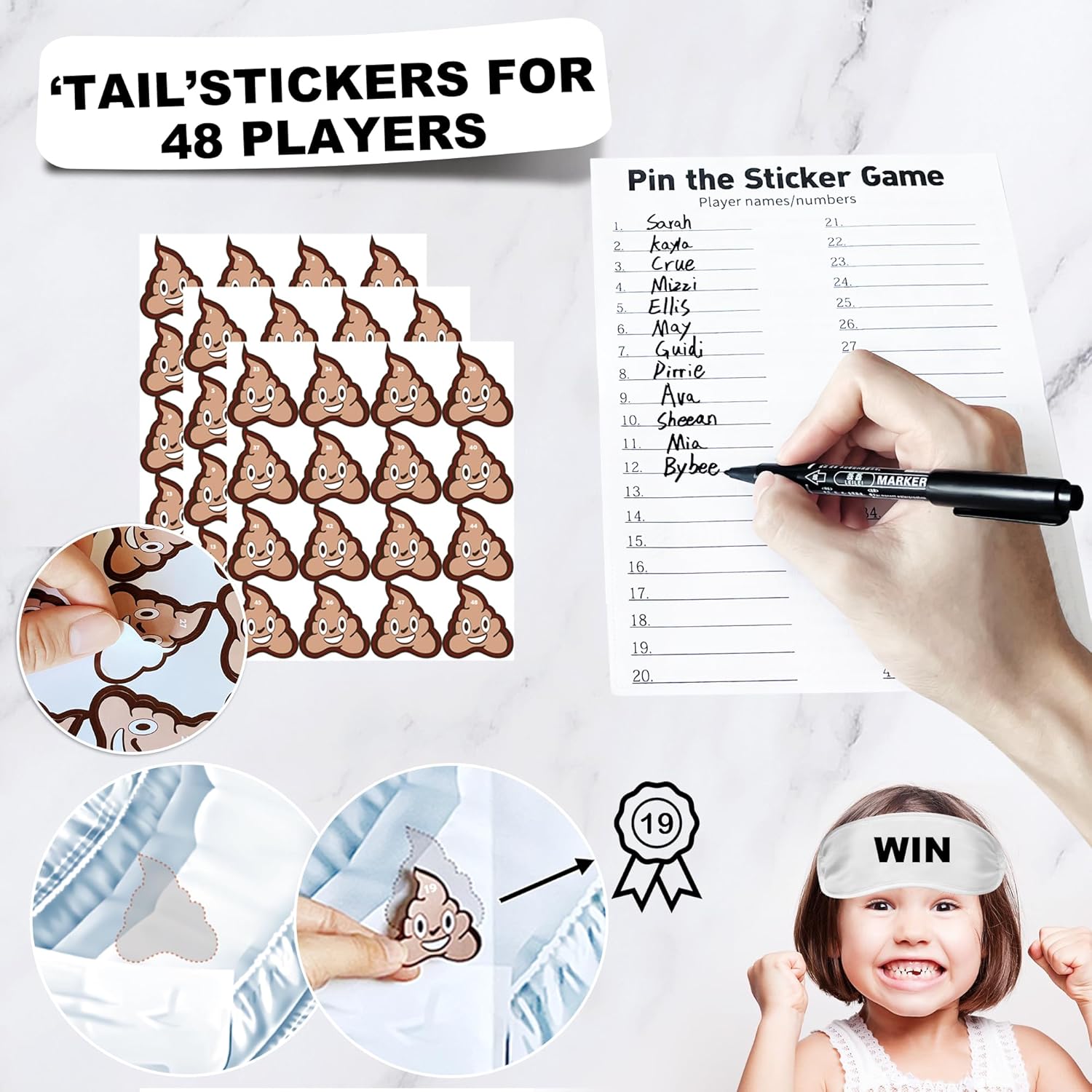 Baby Shower Games Set: Pin The Sticker On The Diaper Game & 50 Pcs Diaper Raffle Tickets With Box For Gender Reveal Party Decorations