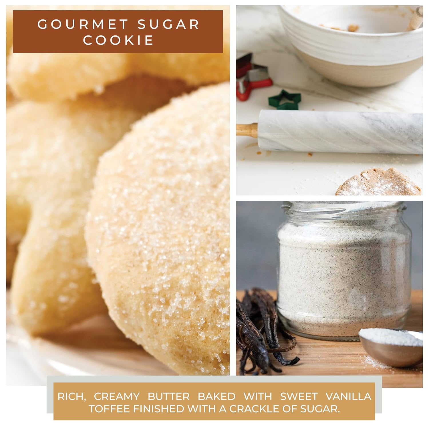 A Cheerful Giver - Gourmet Sugar Cookie Scented Glass Jar Candle (16 oz) with Lid & True to Life Fragrance Made in USA