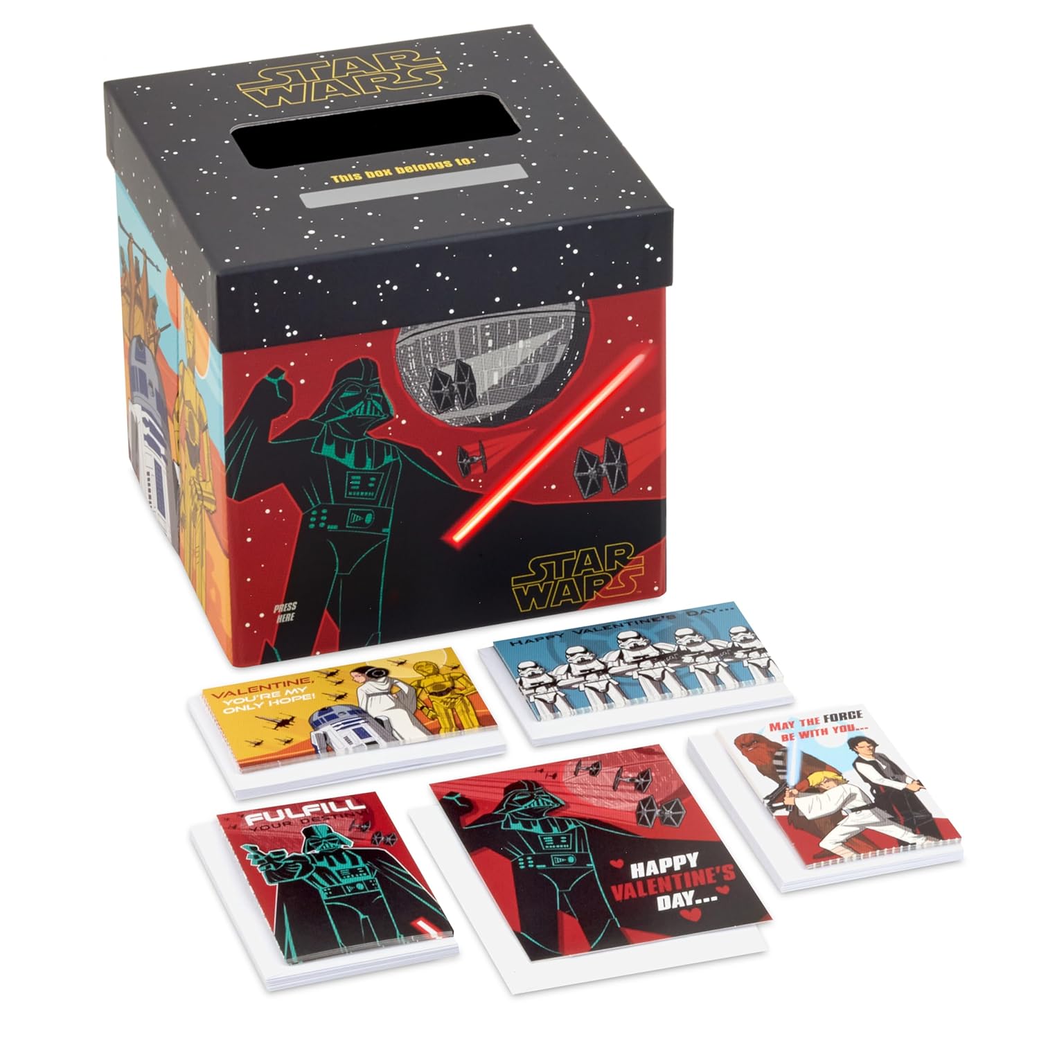 Hallmark Star Wars Valentines Day Cards for Kids School Classroom Exchange and Mailbox with Light and Sound