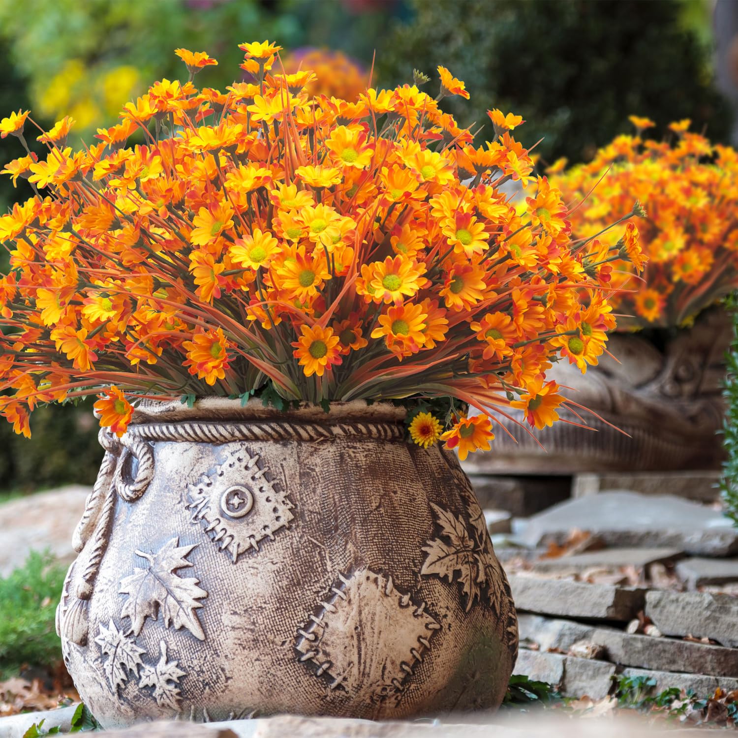 10 Bundles Artificial Flowers Outdoor Fake Fall Flowers For Outside Decoration Uv Resistant Plastic Faux Plants For Garden Window Porch Balcony Fall Wedding Thanksgiving Decor