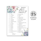 Succulents Baby Shower Game — Cartoon Parent Match Game — Pack Of 25 — Gender Neutral Shower Games, Succulent Greenery Baby Shower Activity Fun Match The Cartoon Parents Couples Shower G301-Dpm