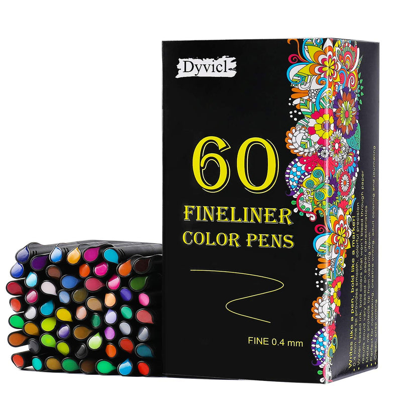 Fineliner Fine Point Pens, 60 Colors 0.4Mm Fineliner Color Pen Set Fine Point