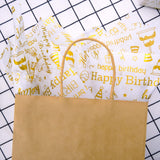 100 Sheets Gold Birthday Tissue Paper Bulk,20" X 14",White With Gold Happy Birthday Design Tissue Paper For Gift Bags,Gold Birthday Tissue Paper For Birthday Party