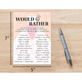 Bridal Shower Game Cards, Would She Rather Game, Brid With Holding Flowers Pink Engagement Party Cards For Wedding, Set Of 30 Cards(Dress003)