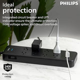 Surge Protector Power Strip 9 Outlets 2 USB Ports USB C 2400J 6FT Flat Plug Braided Cord Black