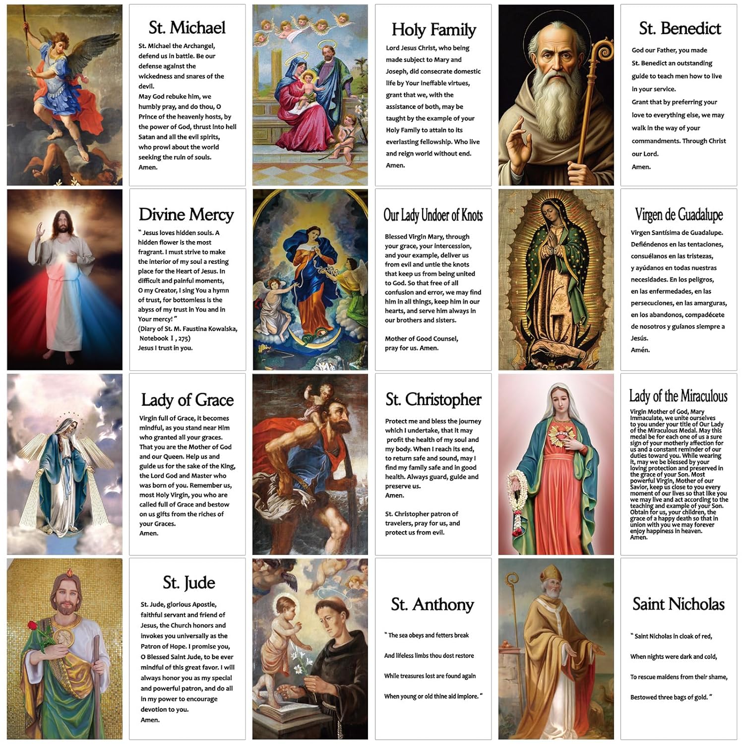 120 Pcs Catholic Holy Prayer Cards 4X2.5Inchs 12 Styles Catholic Prayer Card Set With Catholic Saints And Prayers Catholic Religious Gifts For Women, Men, Mother, Father, Godfather, Godmother
