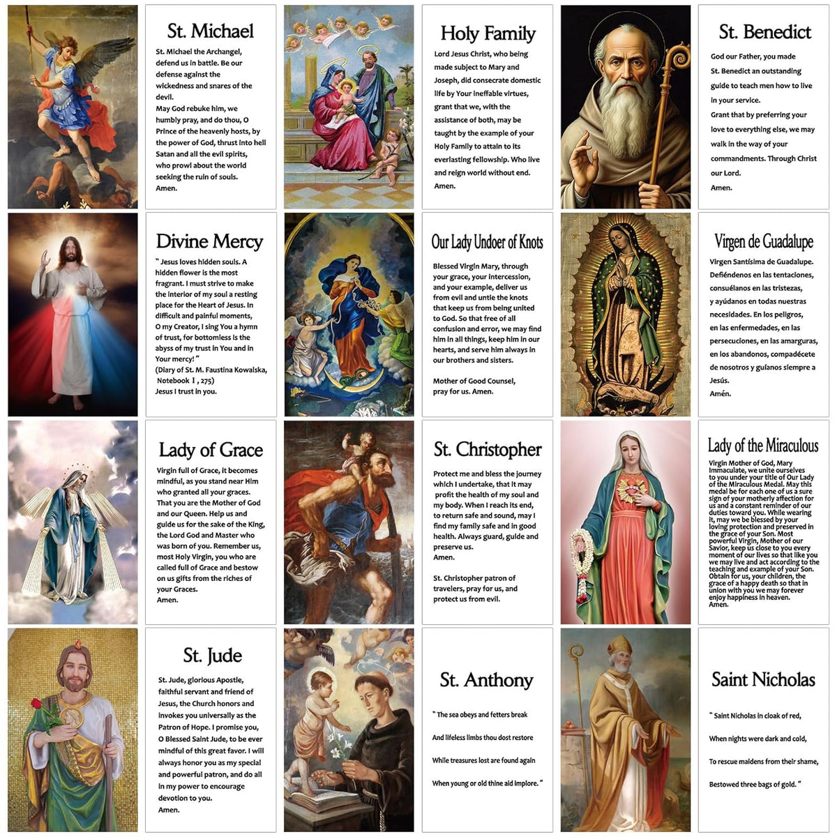 120 Pcs Catholic Holy Prayer Cards 4X2.5Inchs 12 Styles Catholic Prayer Card Set With Catholic Saints And Prayers Catholic Religious Gifts For Women, Men, Mother, Father, Godfather, Godmother