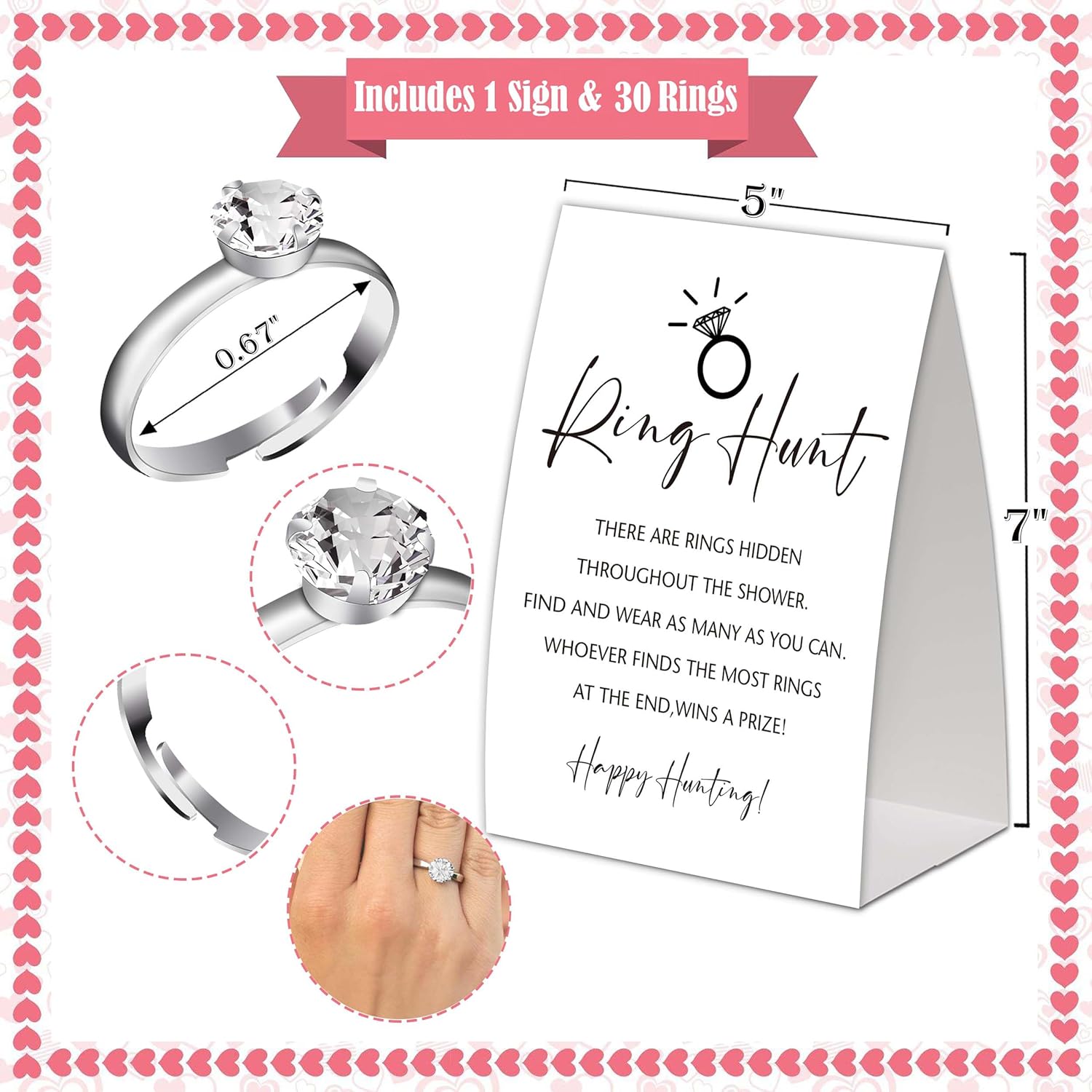 Bridal Shower Games Ring Hunt,Minimalist Bridal Shower Decorations,Popular Bridal Shower Game,Engagement Party Games,Bridal Shower Favors,Plastic Rings For Bridal Shower Game(J5)