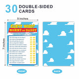 30 Baby Shower Guess Who Mom Or Dad Game, Sky & Clouds Theme 5 X 7 Inches Double Sided Fill-In Game Cards For Boys Or Girls, Gender Neutral Party Favor & Supplies-D03