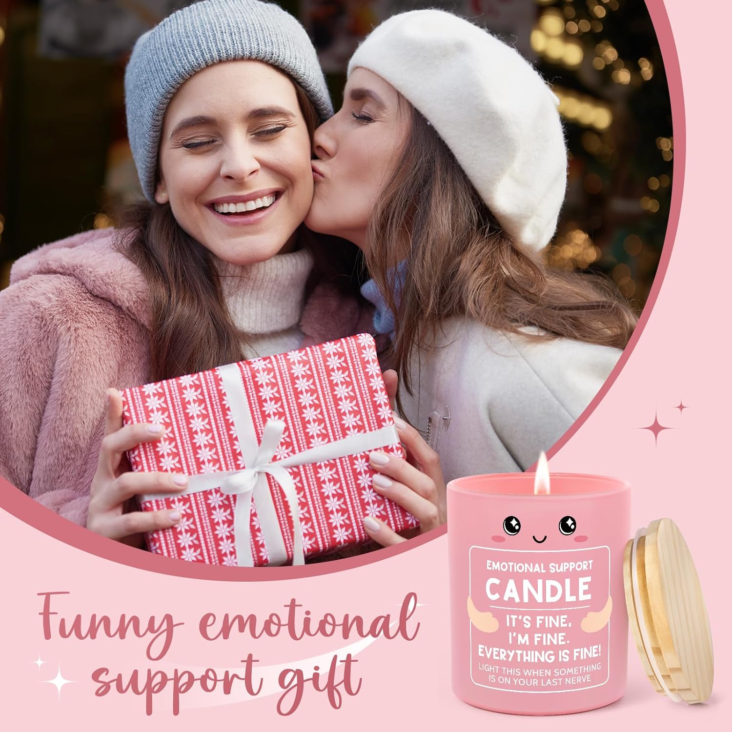 Emotional Support Candle 10Oz, Get Well Cheer Up Self Care Gifts For Women Friends Coworkers, Funny Valentines Day Gifts, I'M Fine Everything Is Fine Encouragement Scented Candles