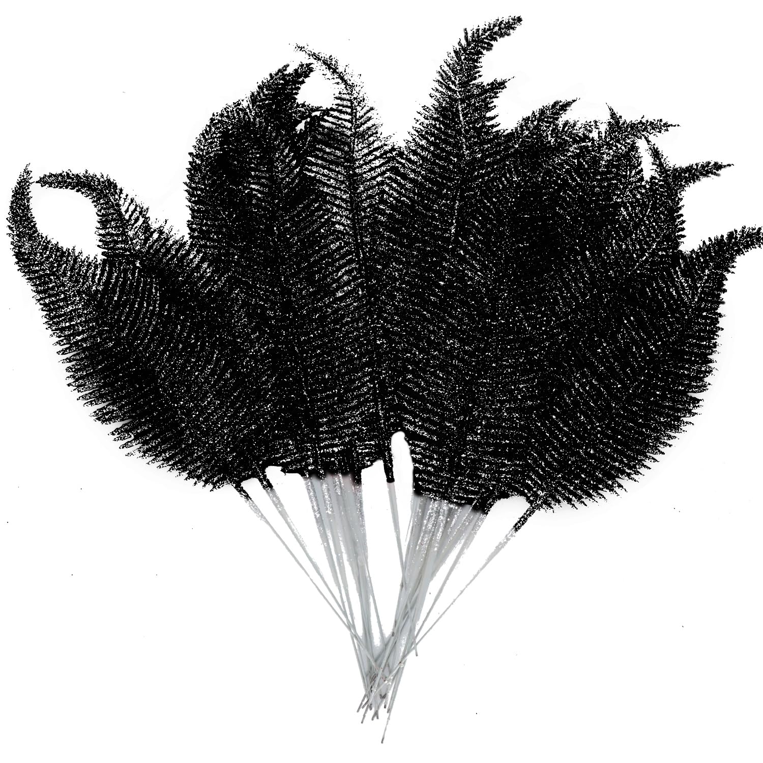 20 Pieces Artificial Christmas Glitter Leaves Branches Sparkly Fake Leaf Sprays For Christmas Tree Picks 10" Ornament Flower Arrangements Diy Crafts Wreaths Holiday Decoration Tree Fillers (Black)