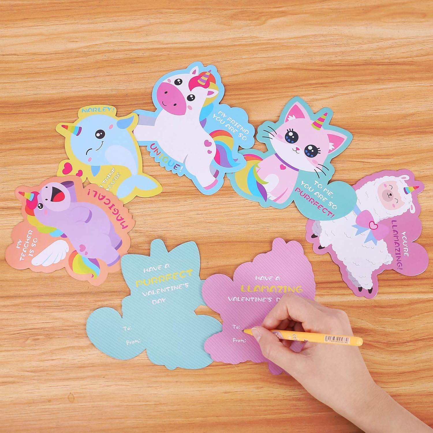 Valentines Day Box And Cards For Kids Classroom School Exchange, Great Valentines Gifts Party Favor Set For Boys Girls - 1 Mailbox, 32 Unicorn Cards, 1 Teacher Card