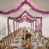 Bougainvillea Garland Artificial Flowers Vines 2Pcs 5.6Ft/Piece Fake Silk Bougainvillea Wreaths Outdoors Faux Plants Decor For Centerpieces Table Runner Wedding Arch Wall Decorations (Purple)