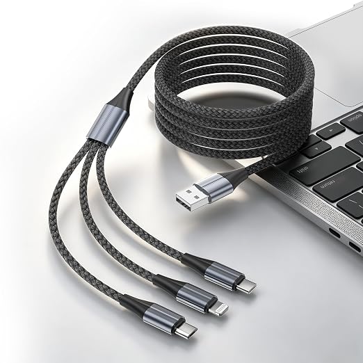 3 Pack 6FT 3 in 1 Multi Charging Cable USB C Lightning Micro USB Cord