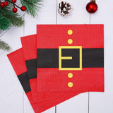 80 Pack Christmas Napkins 6.5 X 6.5 Inch Santa'S Belt Disposable Napkins Merry Christmas Dinner Napkins Holiday Paper Napkins For Xmas Winter Birthday Party Supplies Table Decoration
