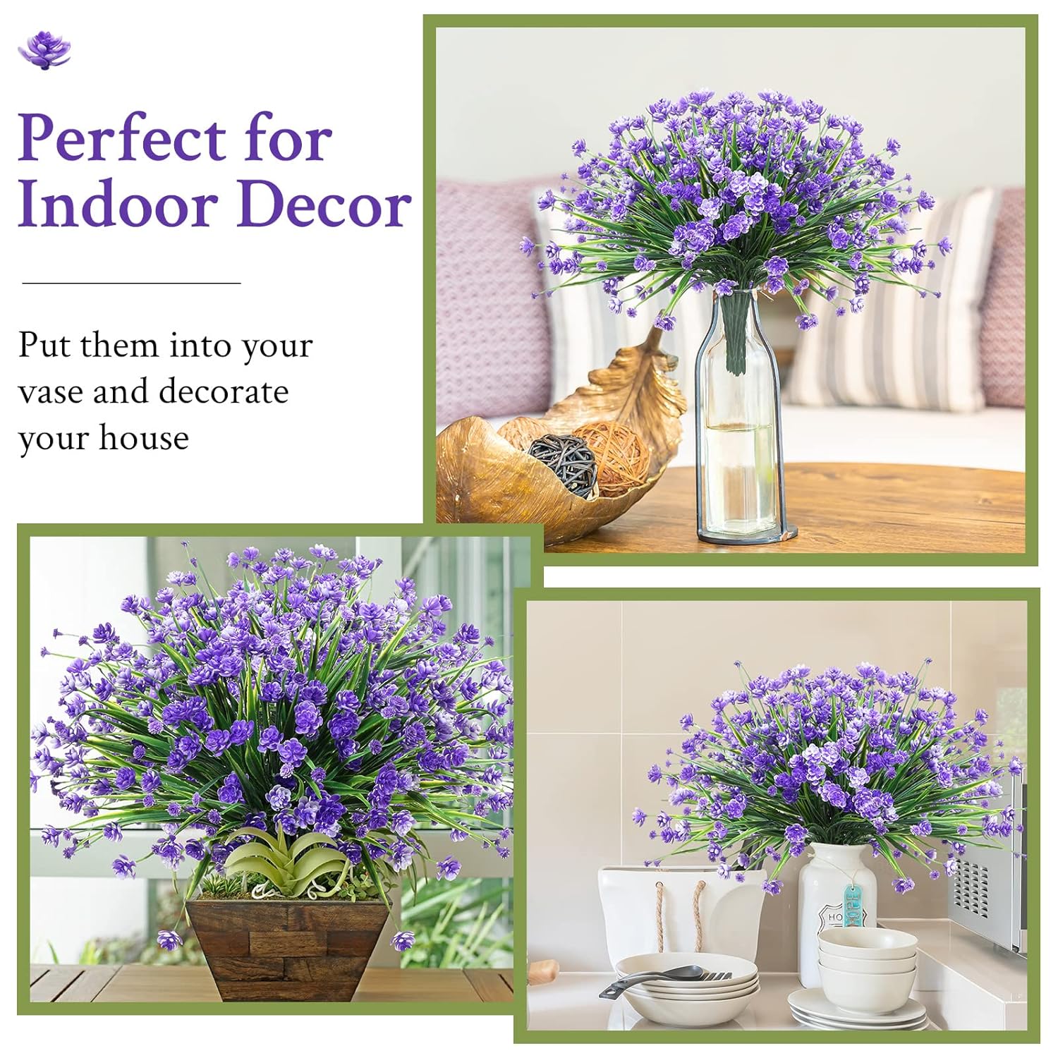 40 Bundles Outdoor Artificial Flowers Uv Resistant Faux Outside Plants Flowers Fake Plastic Plants For Outdoor Spring Summer Seasons Decoration Shrubs Garden Porch Box(Purple)