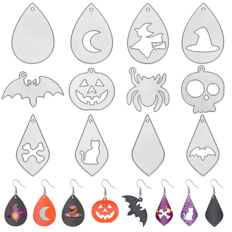 12 Pieces Halloween Earring Cutting Dies Leather Teardrop Earring Dies