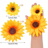 50Pcs Artificial Sunflowers Flowers Yellow Fake Silk Sunflower Heads Decorations For Graduation Cap Home Tables Wedding Baby Shower Diy Craft Party Decor