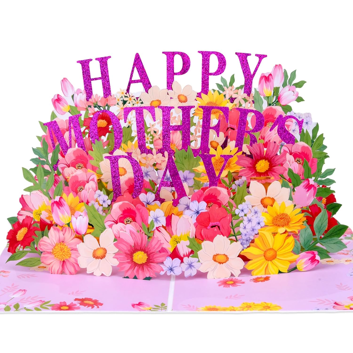 3D Happy Mothers Day Pop Up Card, Handcrafted - 100% Recycled And Eco-Friendly, 8" X 6" Cover - With Note Tag
