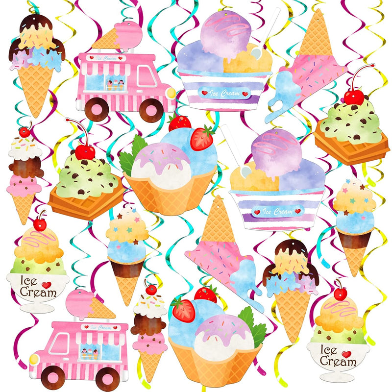 Hanging Ice Cream Party Decorations - Pack Of 48, No Diy | Ice Cream H