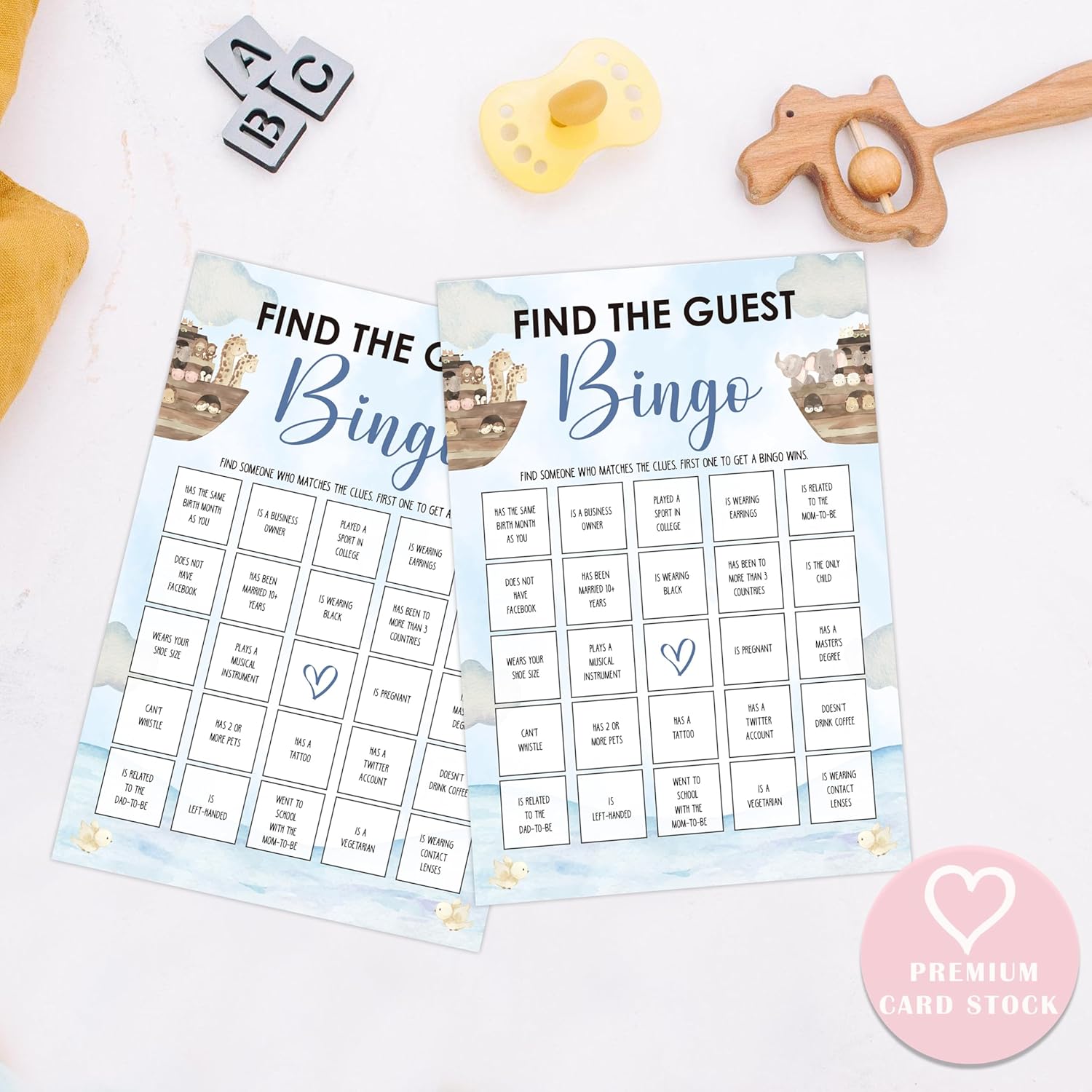 Noah'S Ark Find The Guest Bingo Game, Baby Shower Games, Pack Of 30 Game Cards, Gender Neutral Boy Or Girl - Fa49