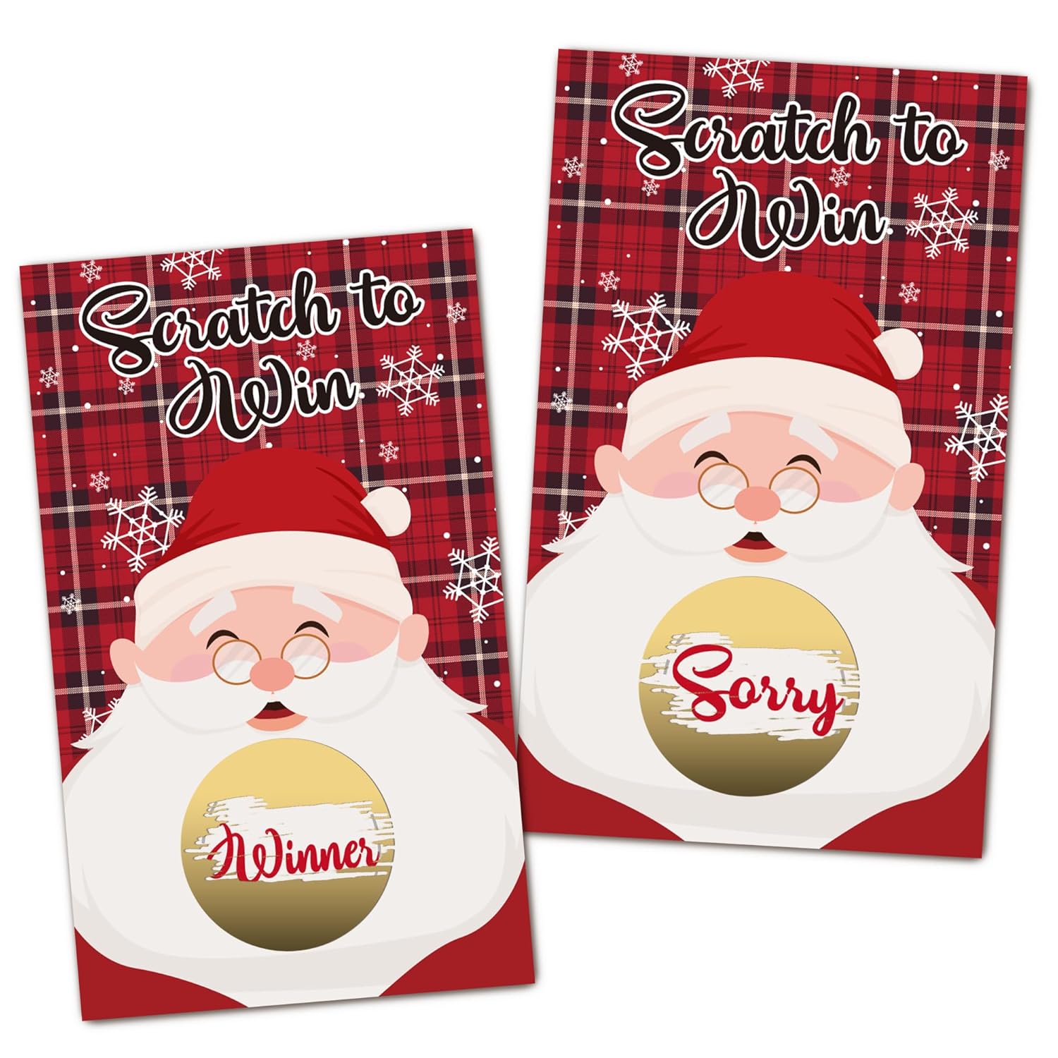 Christmas Scratch Off Cards, 50Pcs Xmas Santa Scratch To Win Cards, Christmas Party Game For Ice Breaker Activity, Groups Events Game, Holiday Birthday Party Supplies(3.5X2.1 Inches)-A02