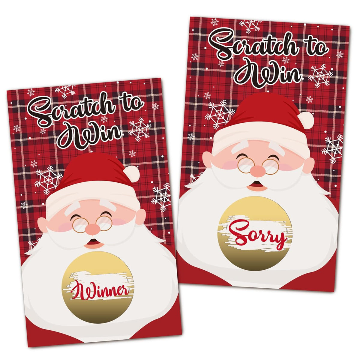 Christmas Scratch Off Cards, 50Pcs Xmas Santa Scratch To Win Cards, Christmas Party Game For Ice Breaker Activity, Groups Events Game, Holiday Birthday Party Supplies(3.5X2.1 Inches)-A02