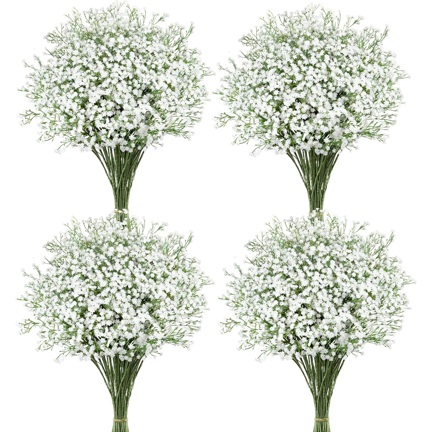 Babys Breath Artificial Flowers, 18 Pcs White Fake Baby Breath Flowers Artificial Bulk Real Touch Faux Gypsophila Bouquets For Wedding Floral Arrangement Party Home Decoration