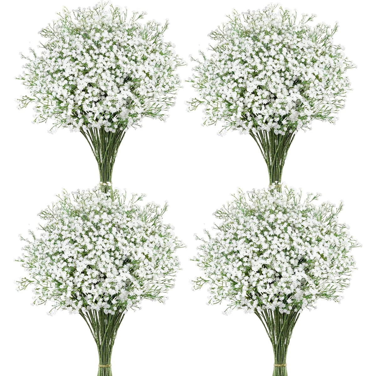 Babys Breath Artificial Flowers, 18 Pcs White Fake Baby Breath Flowers Artificial Bulk Real Touch Faux Gypsophila Bouquets For Wedding Floral Arrangement Party Home Decoration
