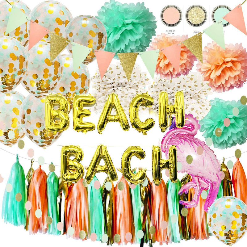 Beach Bachelorette Party Decorations Beach Bach Balloons Mint Peach Ti