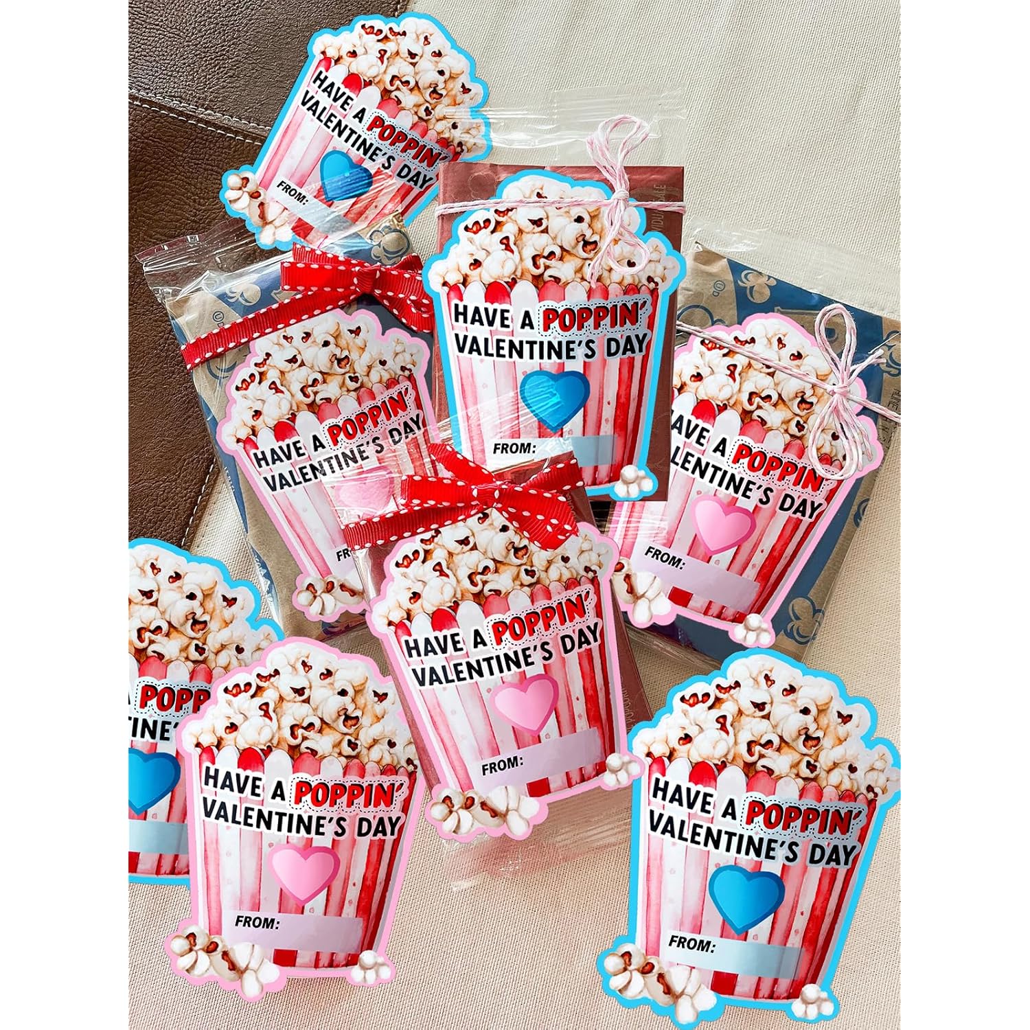 Valentines Day Cards For Kids-Valentines Popcorn Stickers, Cute Kids Poppin' Valentine'S Day, School Class Party Favor Treat, Boys, Girls, Preschool Valentine Card (24Pcs)